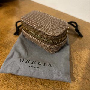 Orelia London Small Mini Jewelry Storage Box Travel Case - Taupe Croc and Gold